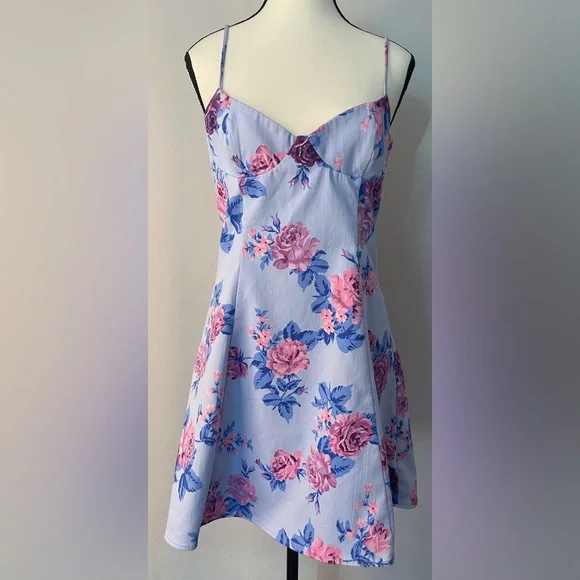 ZARA V-neck Floral Print Mini Dress Size Large - Picture 9 of 14